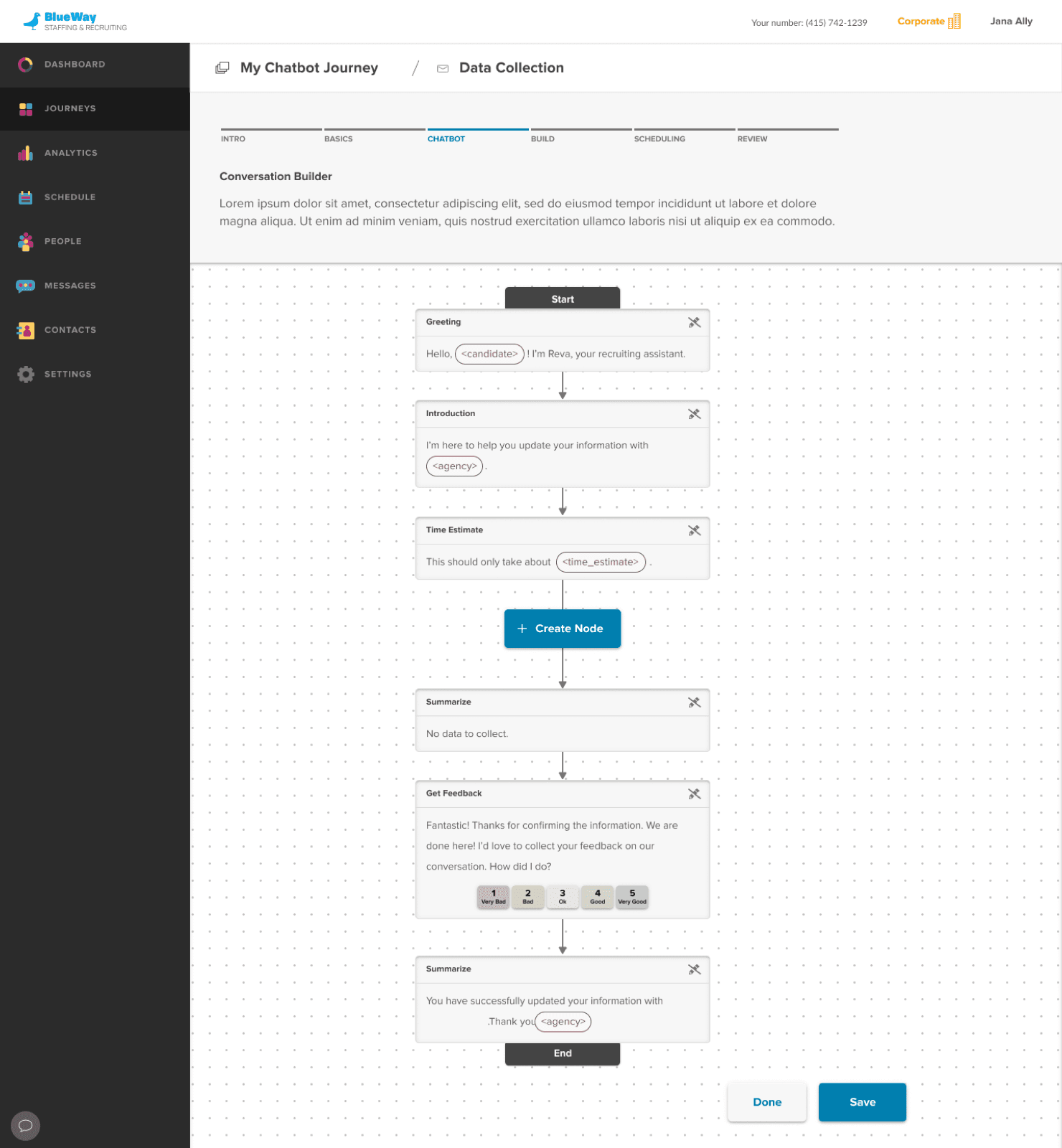 Canvas option with a side toolbox and nodes connected by a curving arrow.